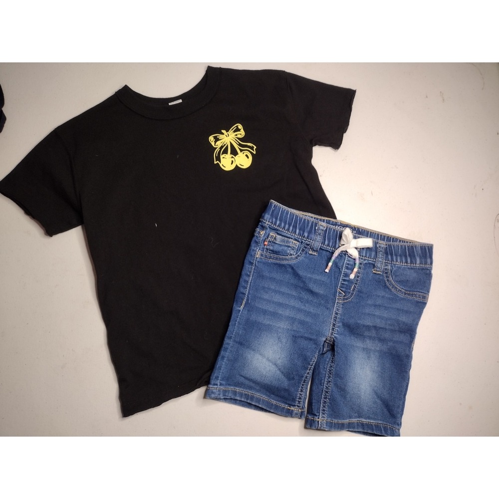 Old Navy Stick Together Cherry Shirt and Vigoss Denim Malibu Shorts Set Kids 5/6